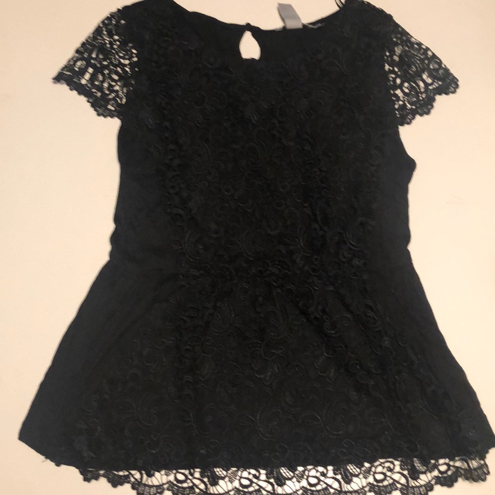 Large H&M black lace peplum top